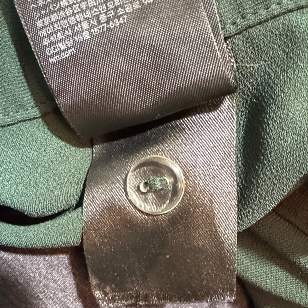GUC H&M Women's Dark Green Crop Trousers Paper Bag Waist - Picture 9 of 11